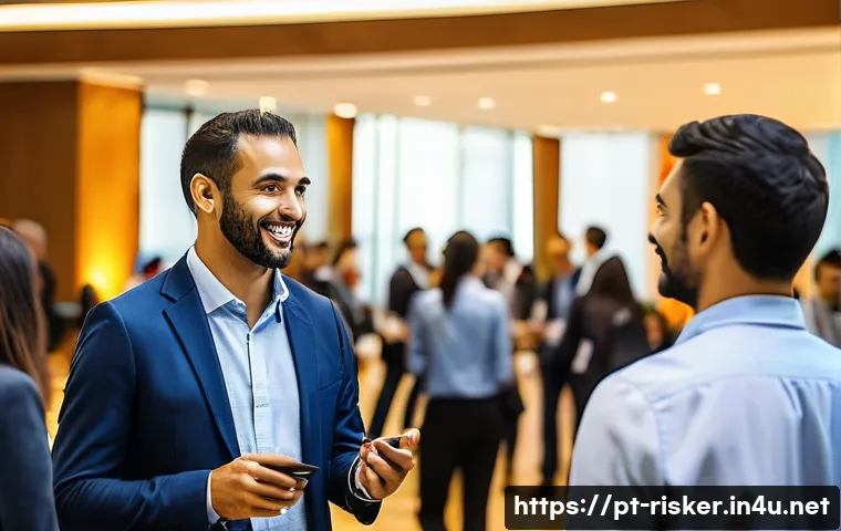 위험관리 분야 네트워킹 방법 - A professional networking event in a modern S&atilde;o Paulo conference center, featuring diverse business ...