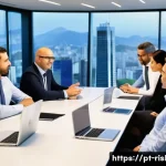 Home 20 위험관리기술자 직무에 필요한 자격증 조합 - A professional Brazilian office environment showing a diverse group of business people in formal att...