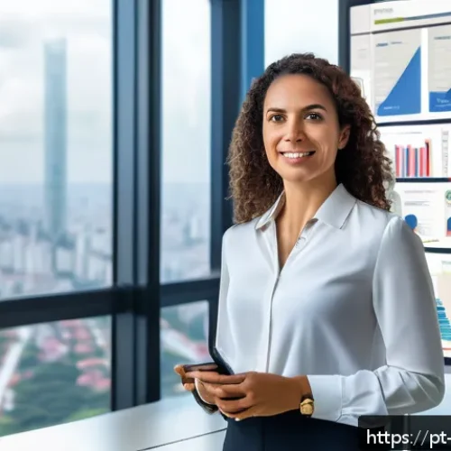 Home 30 위험관리 관련 자격증의 취업시장 가치 - A professional Brazilian businesswoman in her early 30s, wearing smart business attire with a subtle...