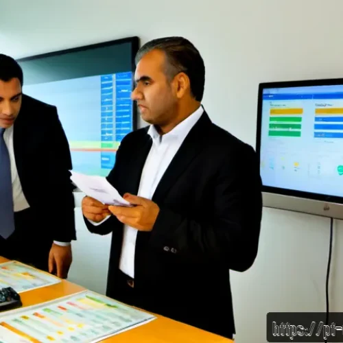 위험관리 보고서 작성법 - Photorealistic corporate risk management report preparation in a modern São Paulo office, Brazilian ...